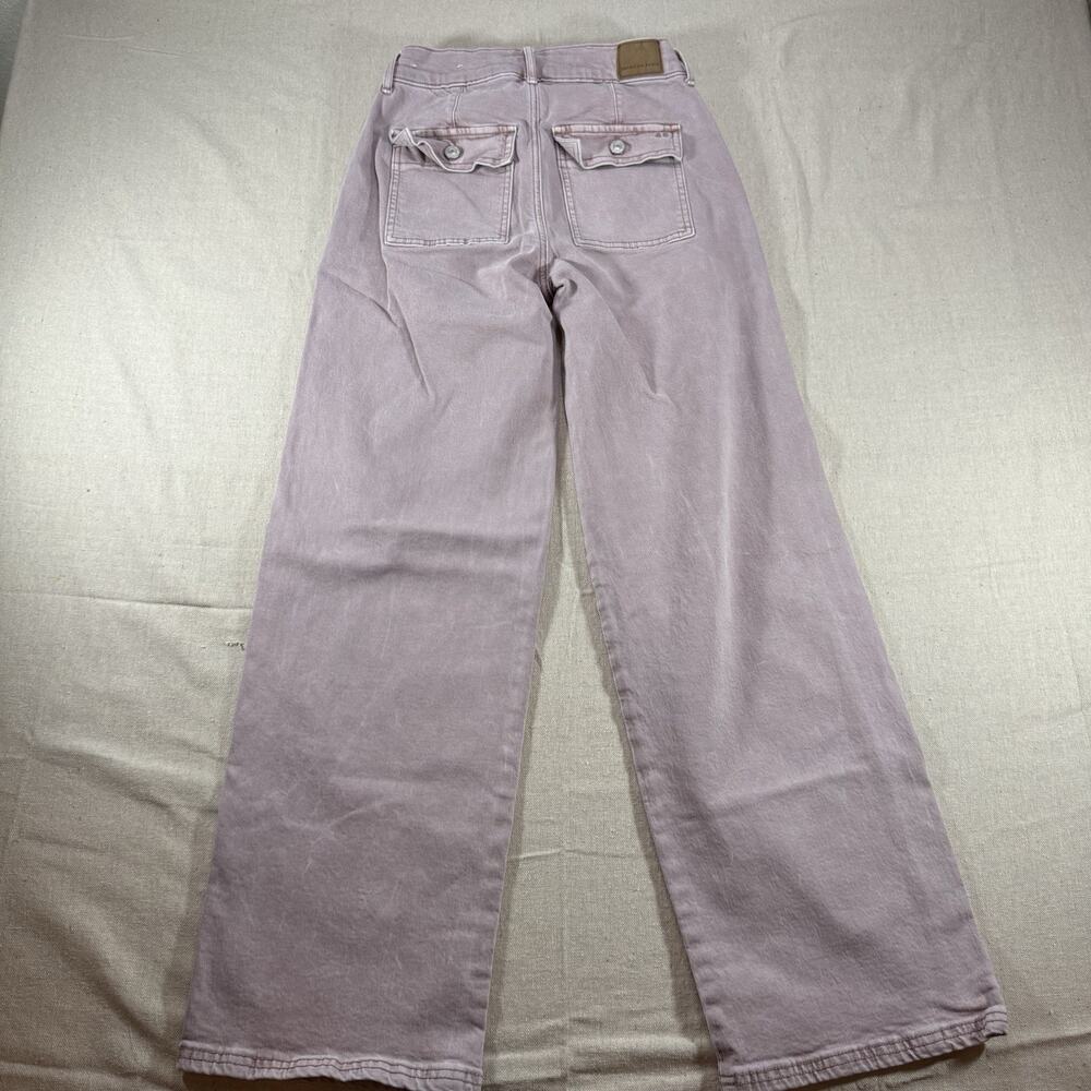 American Eagle Pants Women 0 Pink Cargo High Rise Baggy Wide Leg Stretch Skater - Picture 5 of 11
